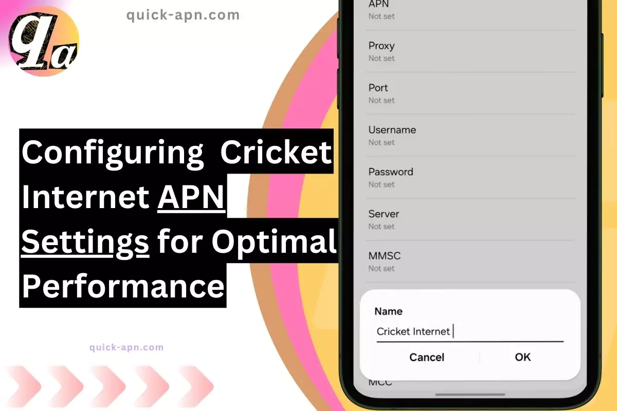 screenshot of cricket apn setting up with same overlay text