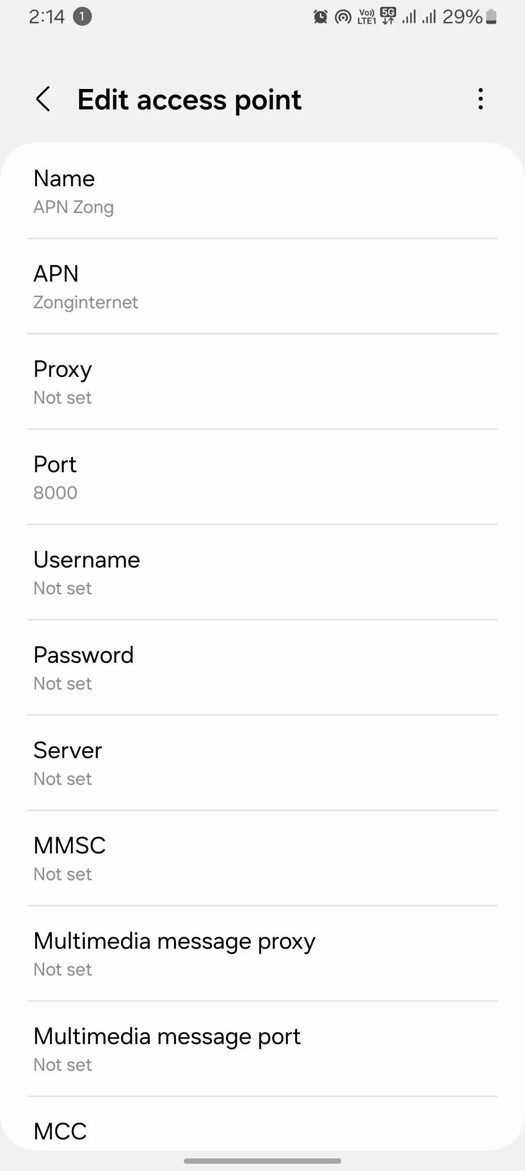 screenshot of edit access point names for zong